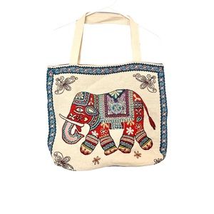Embroidery Elephant Tote Bag